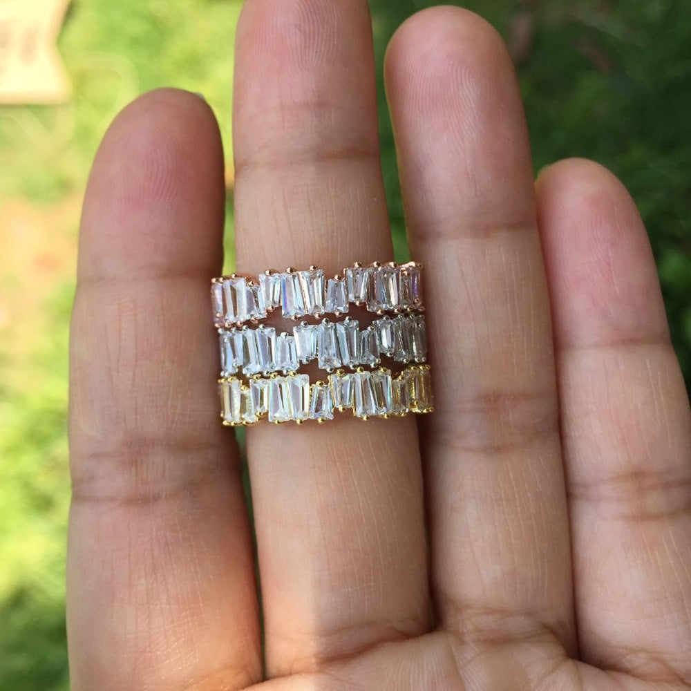 Colorful Crystals Ring Micro Inlay AAA Zircon