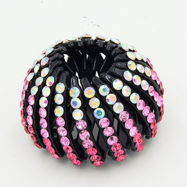 Bird's Nest Hairpin - Color Rhinestone Ponytail Ball Hair Accessory