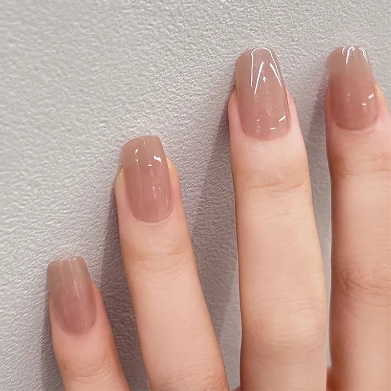 Naked Pink French White Side False Nails Short Simple Nail Beauty Press on Nails