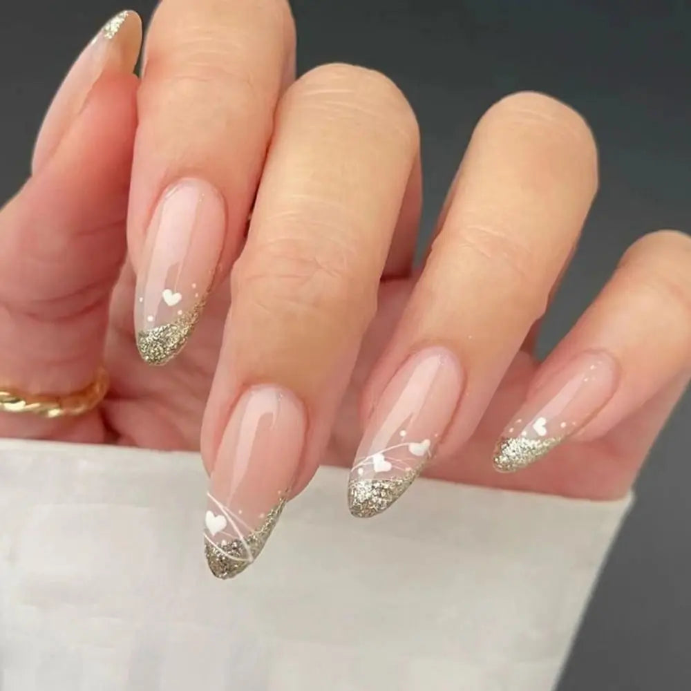 24Pcs Long Almond False Nails Various Styles French Press On Nails Newest Fake Nails DIY Manicure Detachable Nail Tips