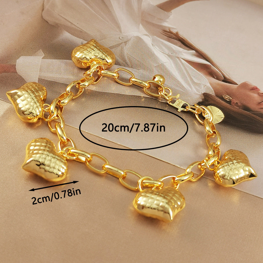 Two-Color Copper Plating Peach Heart Bracelet - Light Luxury Graceful Jewelry USA