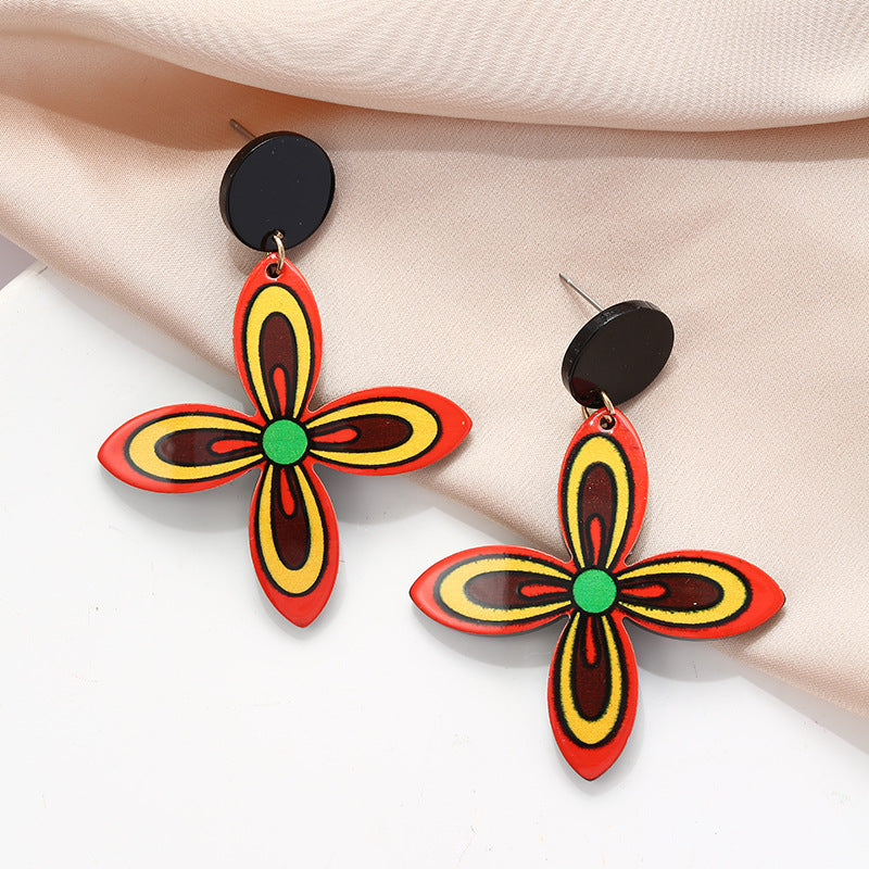 Acrylic Bohemian Earrings - High-grade Contrast Color Ethnic Printed