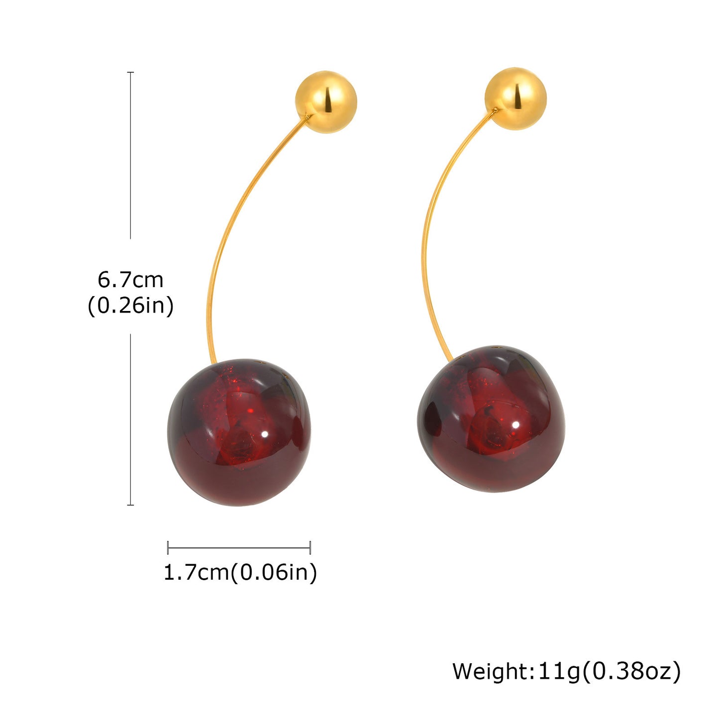 Cherry-shaped Stainless Steel Earrings - Creative Fruit Ball Design