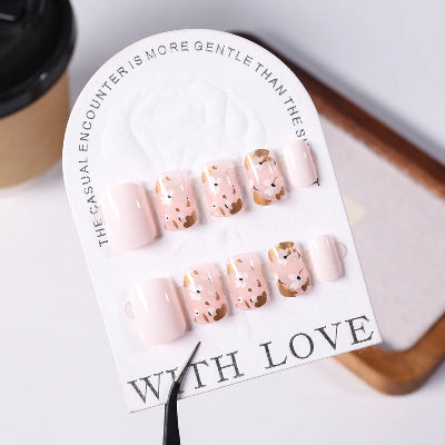 Square Head Flower Design Fake Nail Tips Acrylic Floral Wearable Ballet False Nail Artificial Full Cover Press on Nails