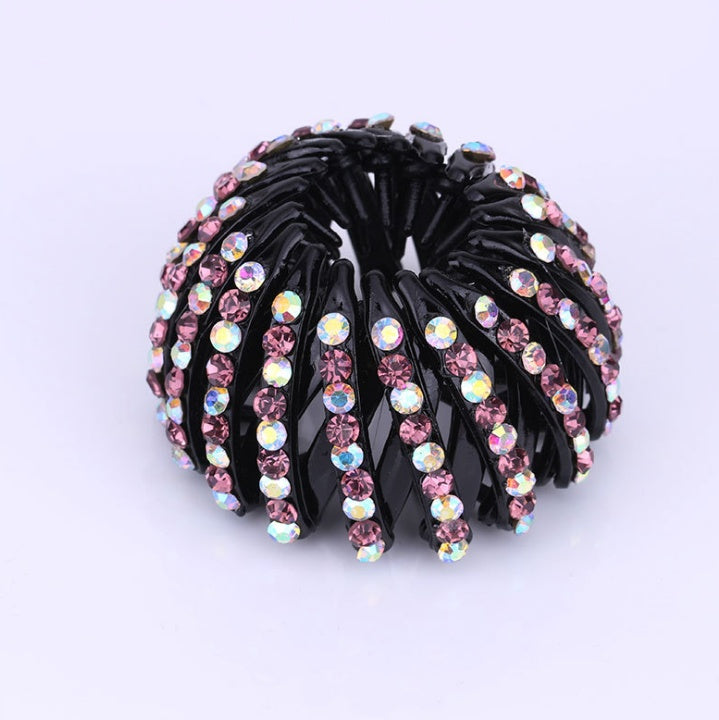 Bird's Nest Hairpin - Color Rhinestone Ponytail Ball Hair Accessory