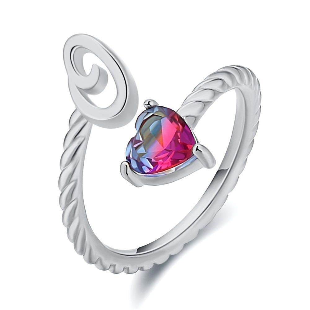 Love Letter Heart Ring - 925 Sterling Silver Fashion Statement Ring