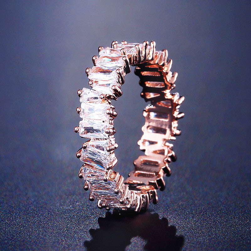 Colorful Crystals Ring Micro Inlay AAA Zircon