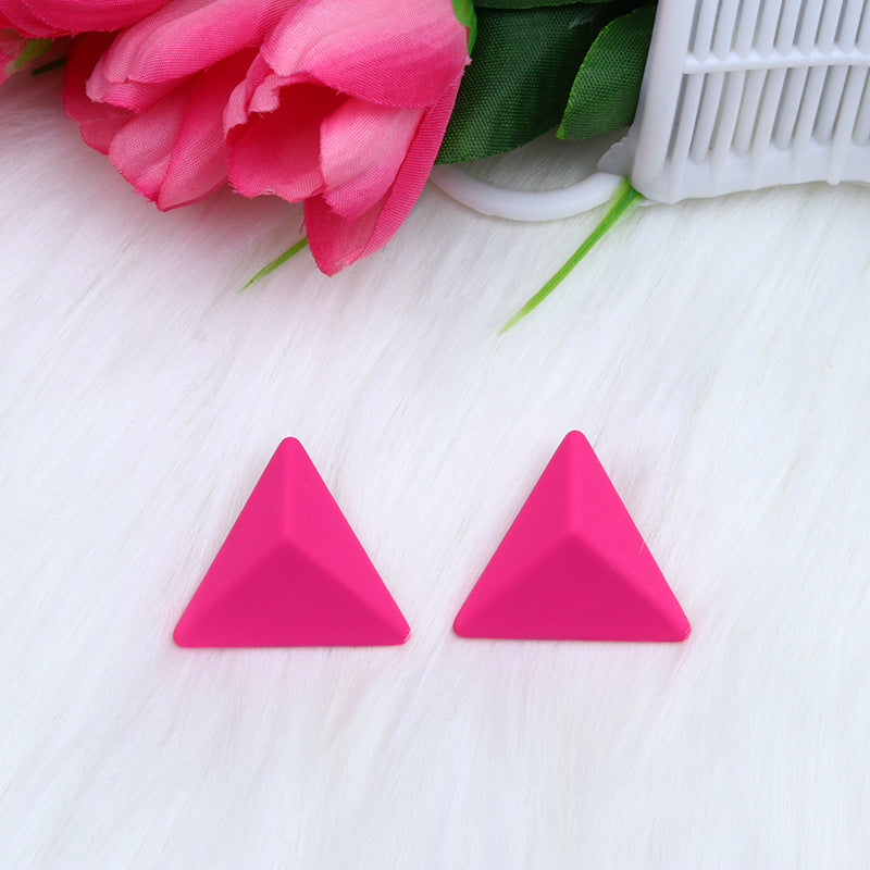 Triangle Spray Paint Earrings - 12 Color 3D Artistic Geometric Studs