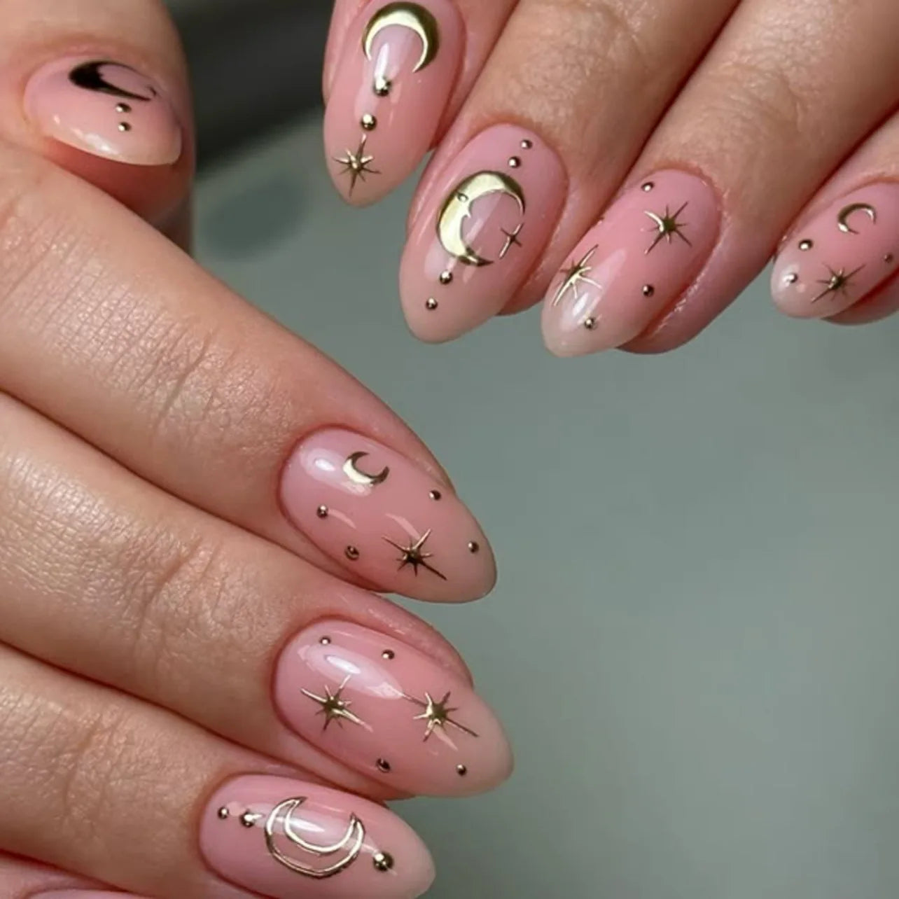3D Silver Metallic Style French Rhinestone Stars Nail Art Y2K Fashion False Nails Detachable Finished Fake Nails Press on Nails