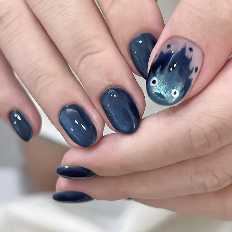 24Pcs/30Pcs Short Square Ballet False Nails Full Cover Glitter Cat Eye Press on Nail Wearable Fashion Nail Patch with Jelly Glue