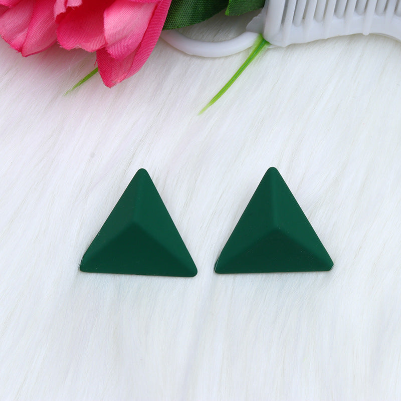 Triangle Spray Paint Earrings - 12 Color 3D Artistic Geometric Studs
