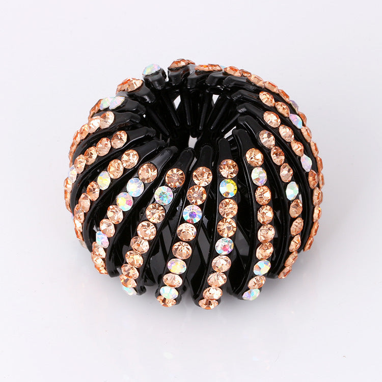 Bird's Nest Hairpin - Color Rhinestone Ponytail Ball Hair Accessory