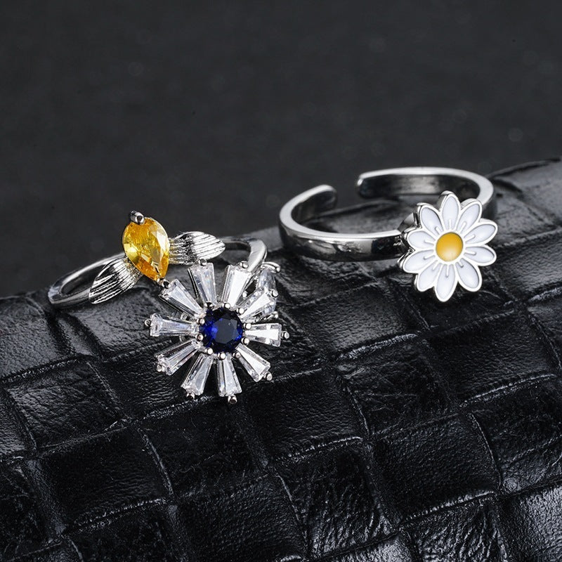 Turnable Anxiety Rings - Eyes Flowers Fidget Spinner Ring Women's Jewelry