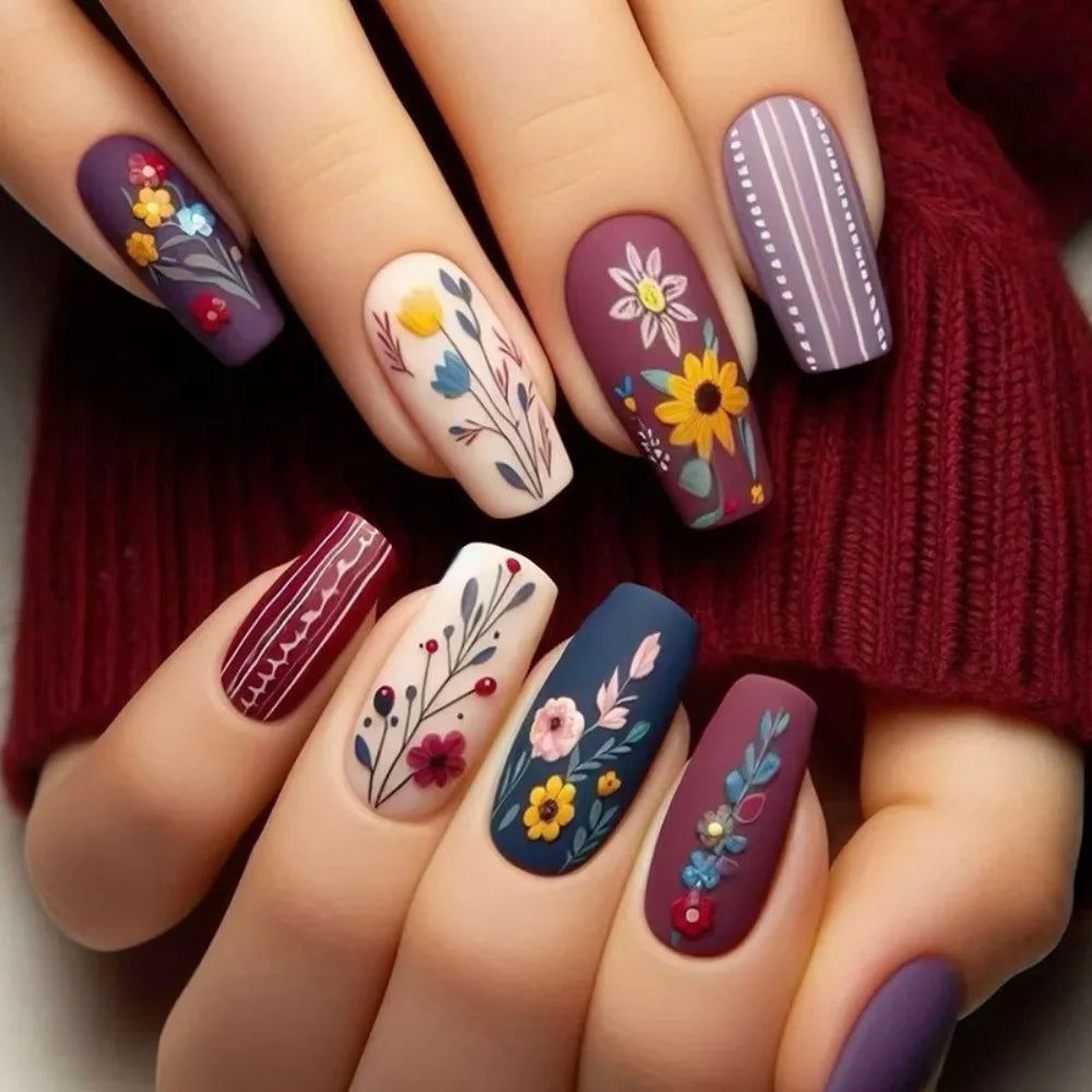 Ballerina Fake Nails French Detachable With design False Nails Full Cover Press on Nails