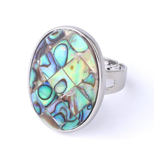 Natural Abalone Shell Ring - Adjustable Ocean Ornament Women's Style