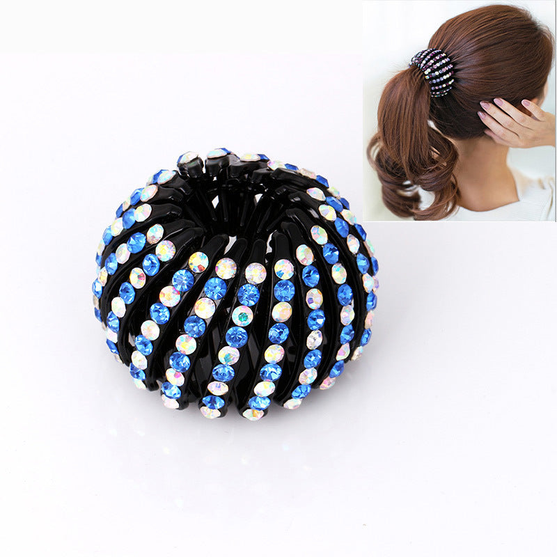 Bird's Nest Hairpin - Color Rhinestone Ponytail Ball Hair Accessory