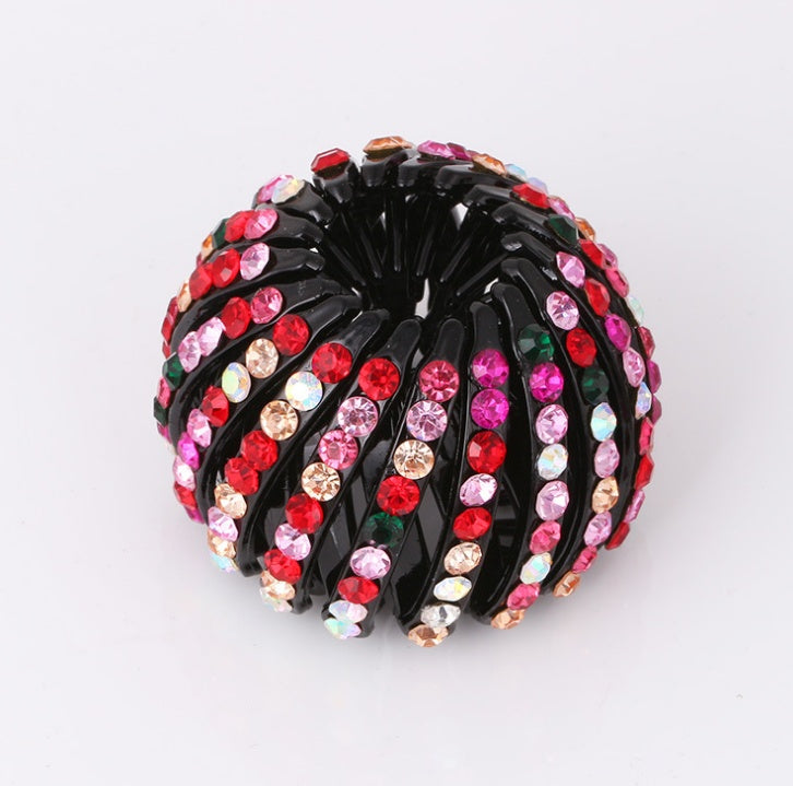 Bird's Nest Hairpin - Color Rhinestone Ponytail Ball Hair Accessory