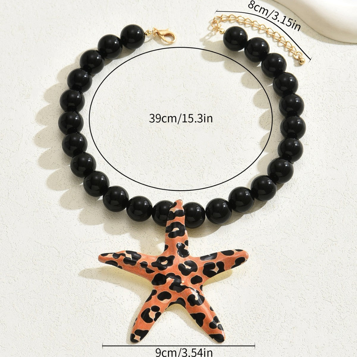 Leopard Starfish Necklace - Animal Print Pearl Alloy Statement Jewelry USA