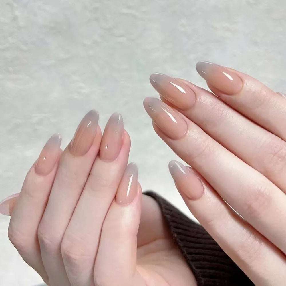 Fashion Wearable Manicure Almond Fake Nails Pointed Head Full Cover Press on Nails False Nail Girl