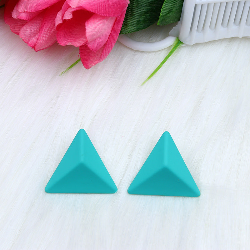 Triangle Spray Paint Earrings - 12 Color 3D Artistic Geometric Studs