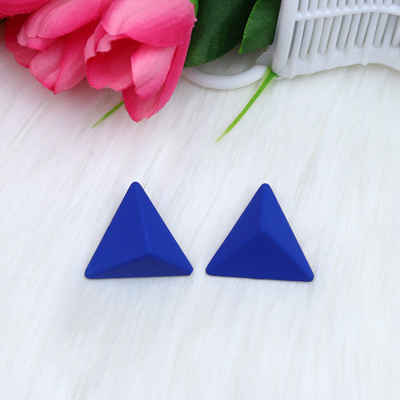 Triangle Spray Paint Earrings - 12 Color 3D Artistic Geometric Studs