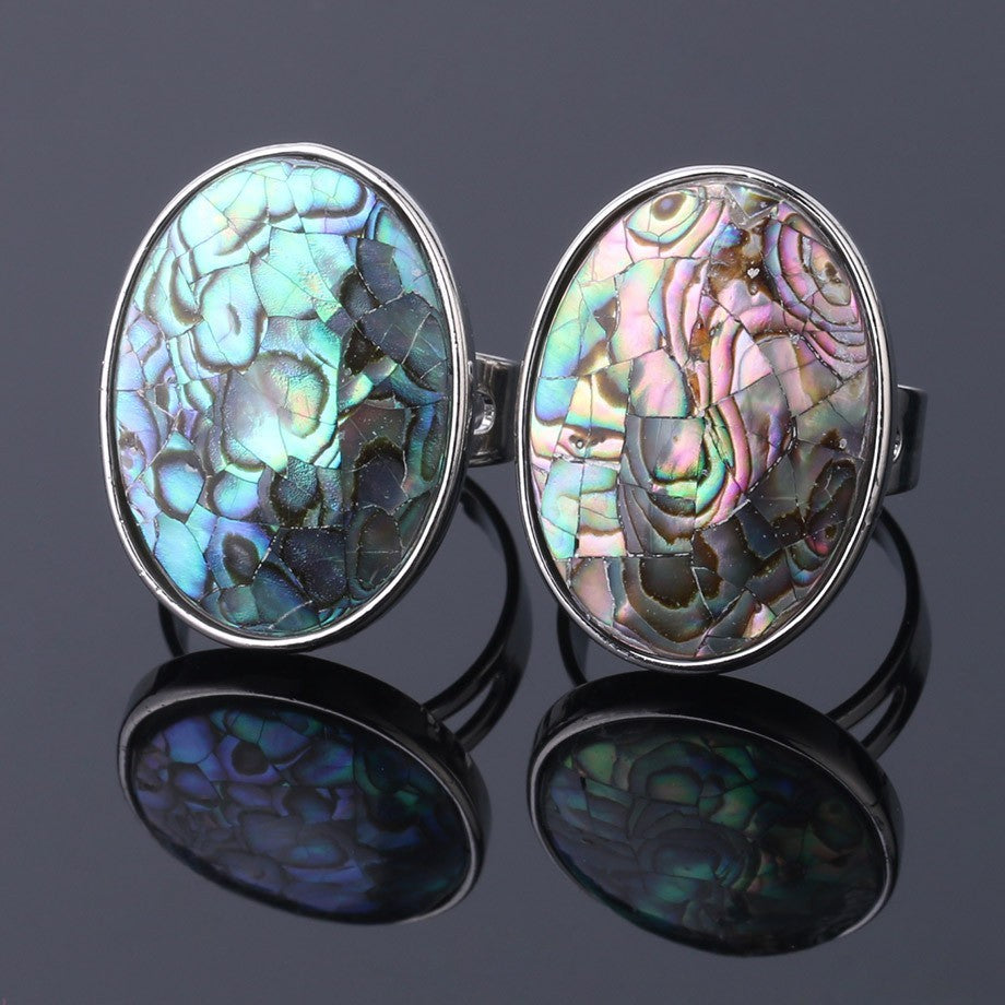 Natural Abalone Shell Ring - Adjustable Ocean Ornament Women's Style