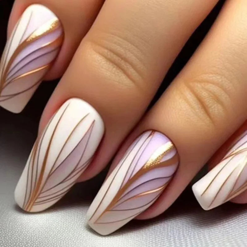 Ballerina Fake Nails French Detachable With design False Nails Full Cover Press on Nails