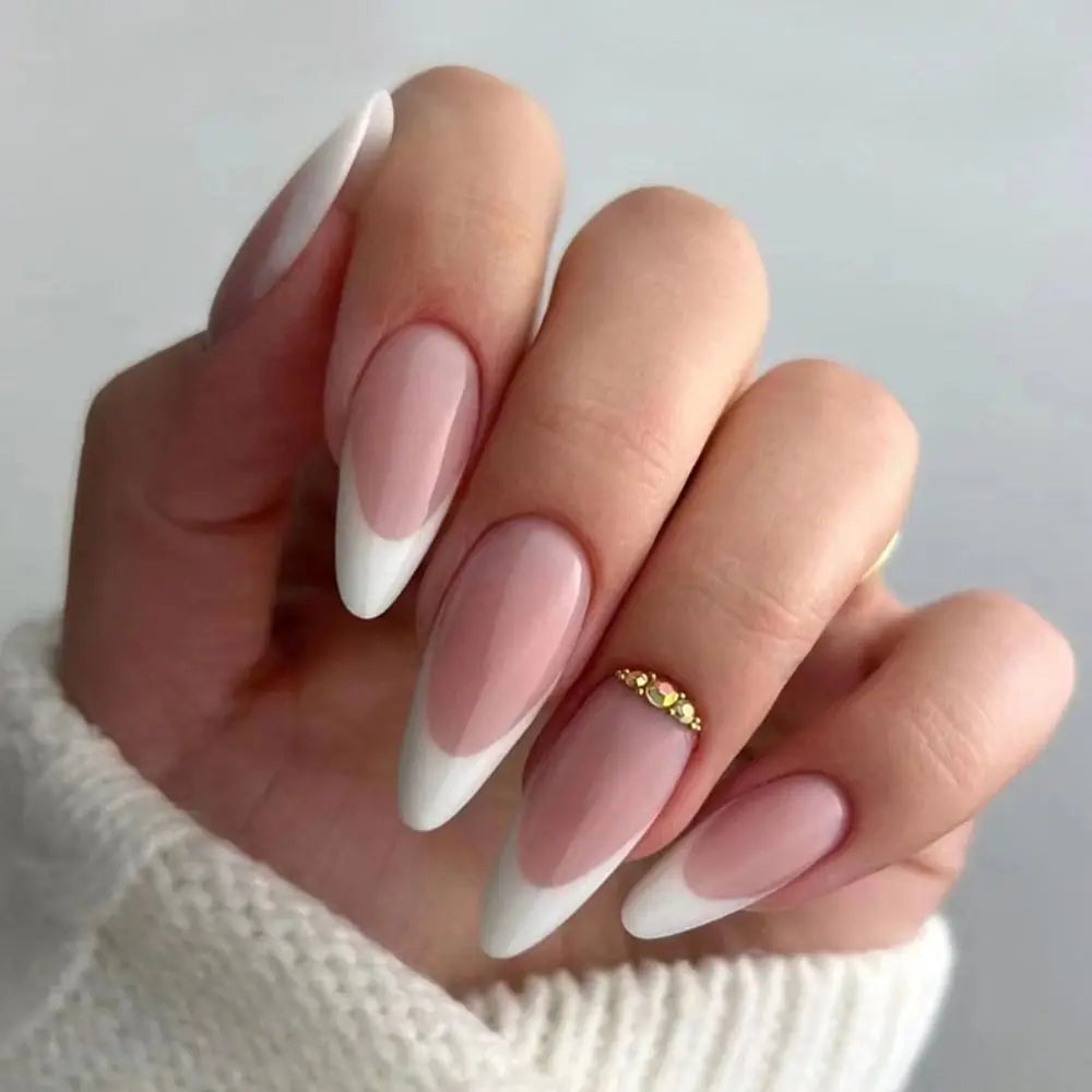 24Pcs Long Almond False Nails Various Styles French Press On Nails Newest Fake Nails DIY Manicure Detachable Nail Tips