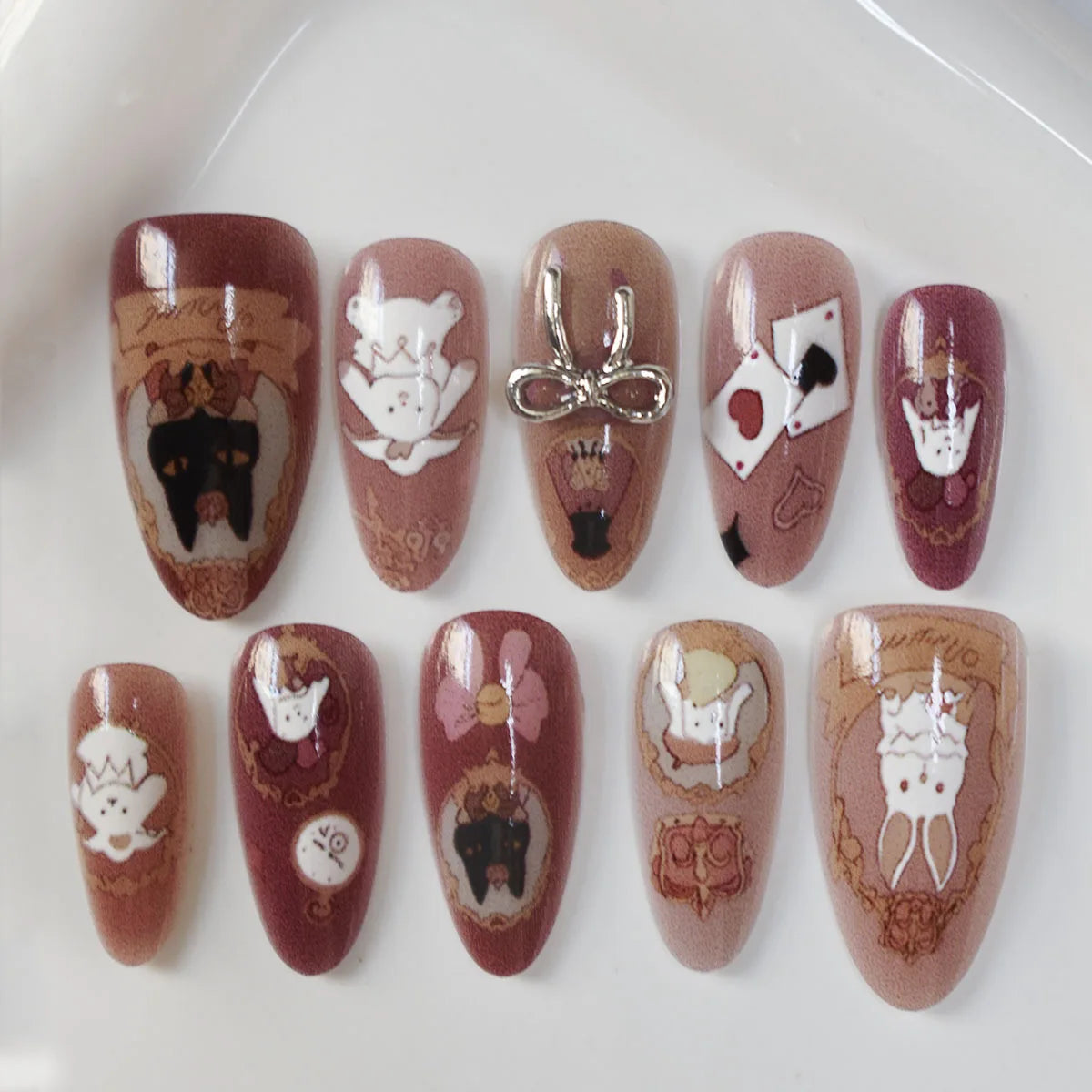Summer Handmade Press on Nails Wearable Beach Seashell Design Long Almond