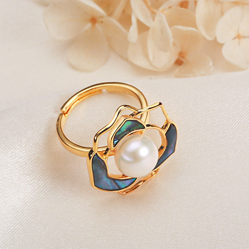 Pearl Camellia Flower Ring - Luxury 925 Sterling Silver Design