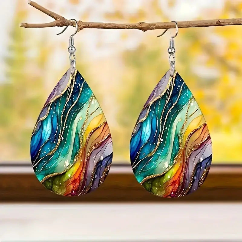 Water Ripple Acrylic Earrings - Colorful Fashion Pattern Ocean Design