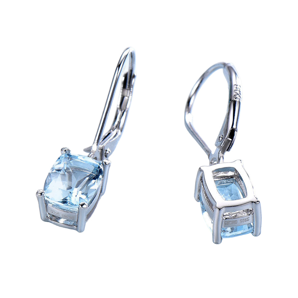 925 Sterling Silver Topaz Pendant Earrings - Blue Gemstone Luxury Jewelry USA