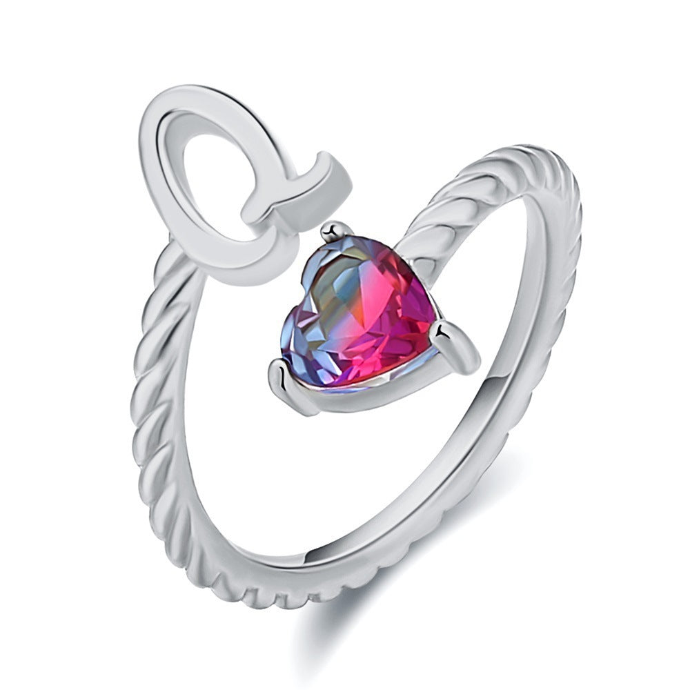 Love Letter Heart Ring - 925 Sterling Silver Fashion Statement Ring