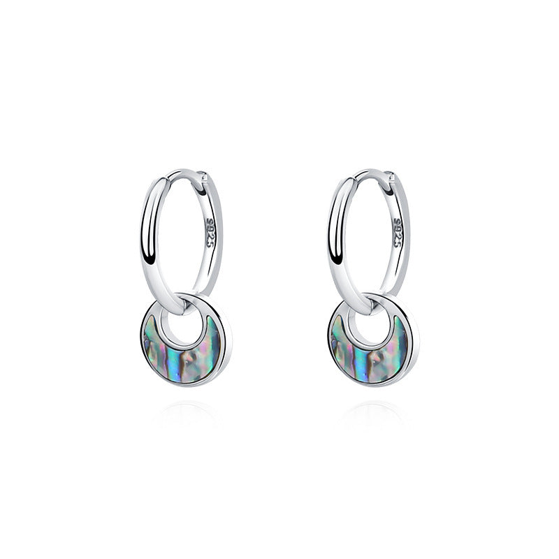 925 Sterling Silver Vintage Abalone Shell Earrings - Ocean Iridescent Jewelry USA