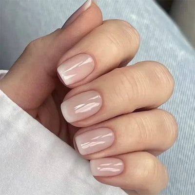 Romantic French White Nude Pink Gradient Chic Varied Short