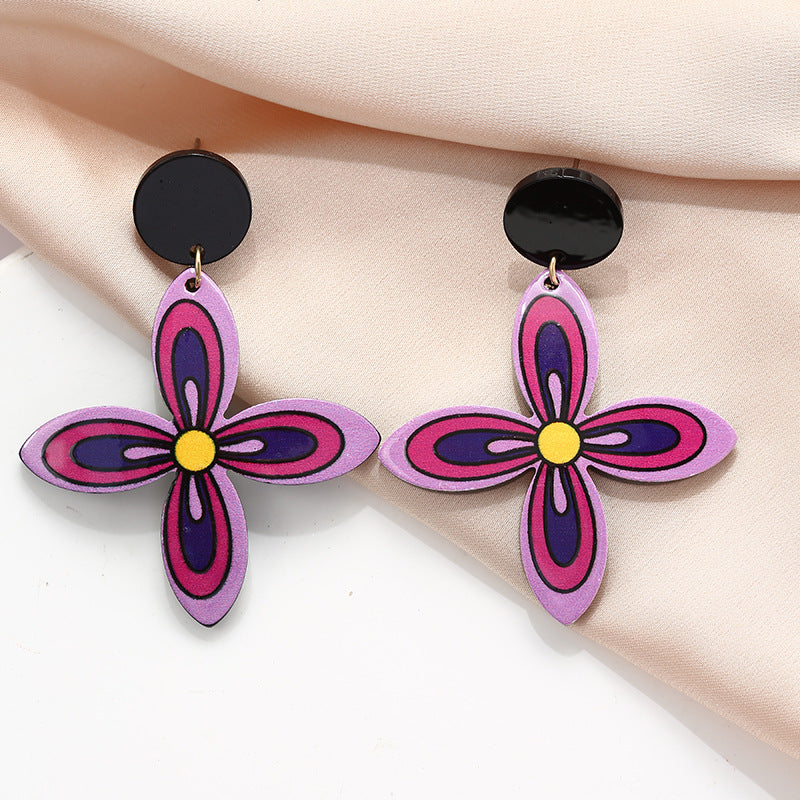 Acrylic Bohemian Earrings - High-grade Contrast Color Ethnic Printed