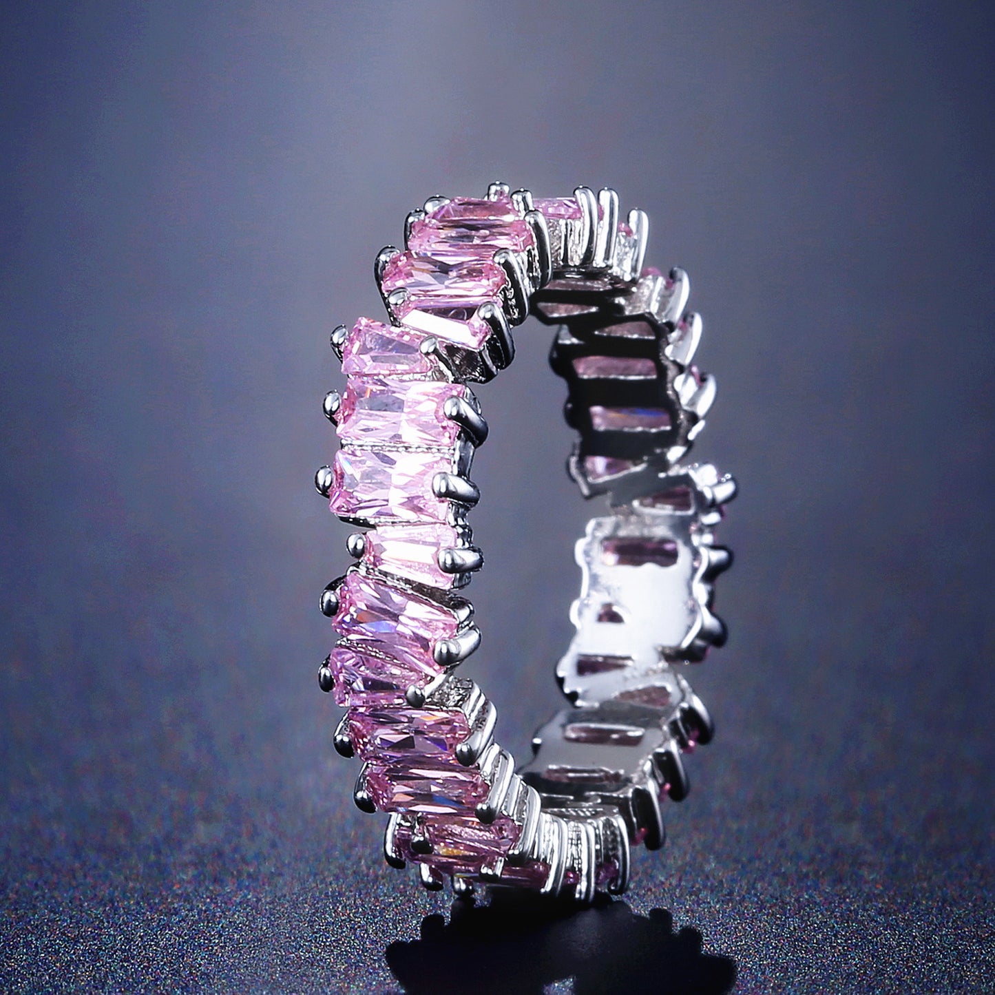 Colorful Crystals Ring Micro Inlay AAA Zircon