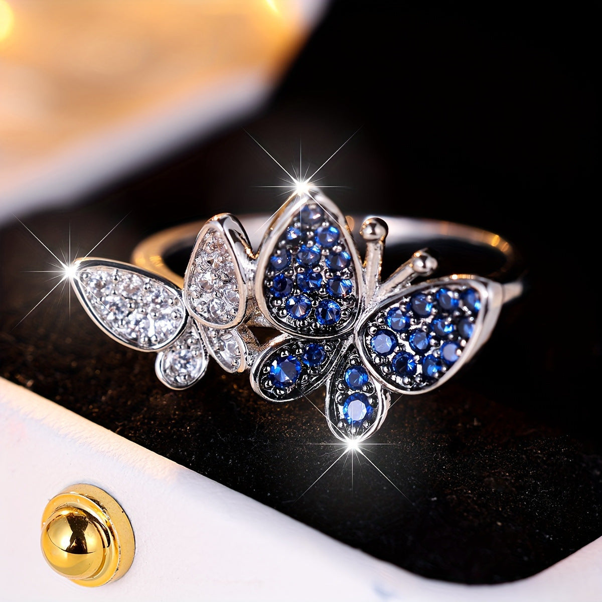 Blue Butterfly Ring - Electroplated Copper Women's Nature Design