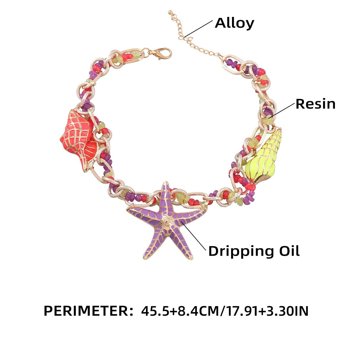 Beach-Inspired Alloy Necklace - Ocean Conch Starfish Statement Jewelry USA