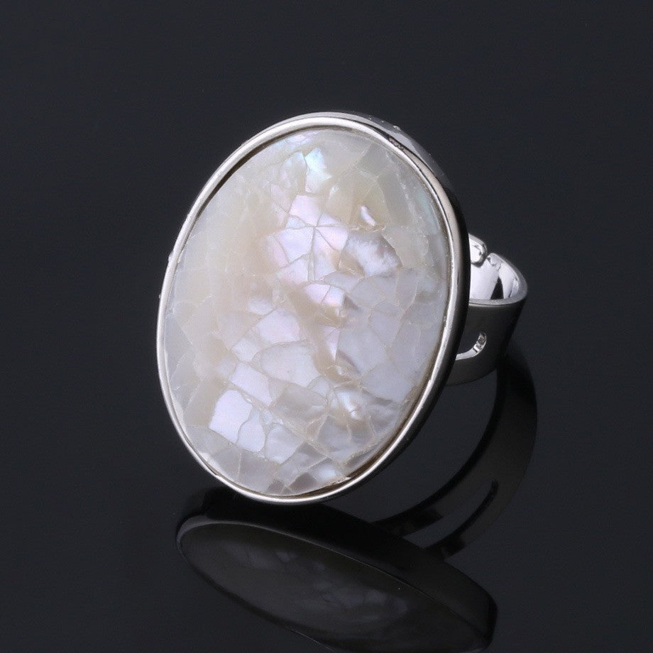 Natural Abalone Shell Ring - Adjustable Ocean Ornament Women's Style