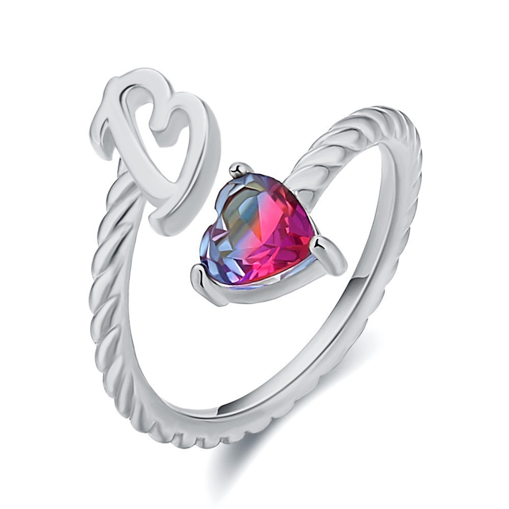Love Letter Heart Ring - 925 Sterling Silver Fashion Statement Ring