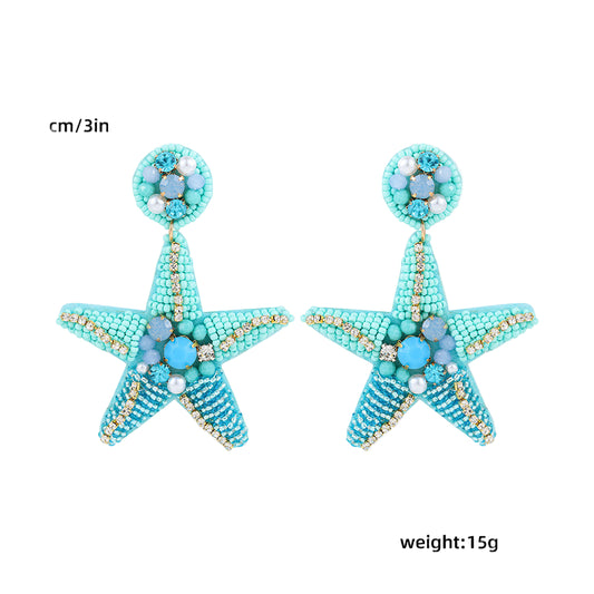 Fashion Marine Animal Earrings - Ocean Color Simple Rice Bead Style