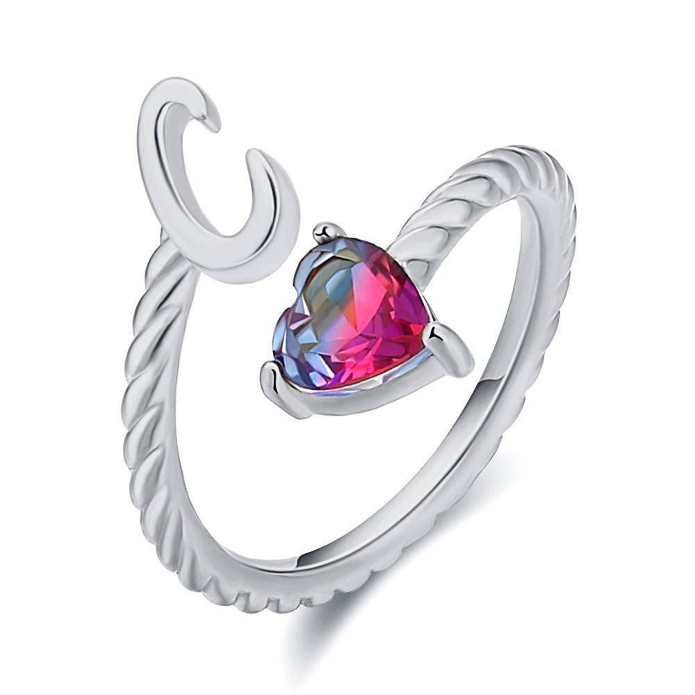 Love Letter Heart Ring - 925 Sterling Silver Fashion Statement Ring