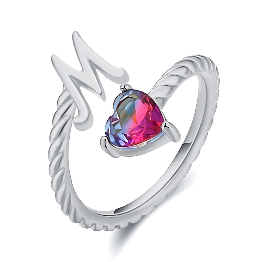 Love Letter Heart Ring - 925 Sterling Silver Fashion Statement Ring