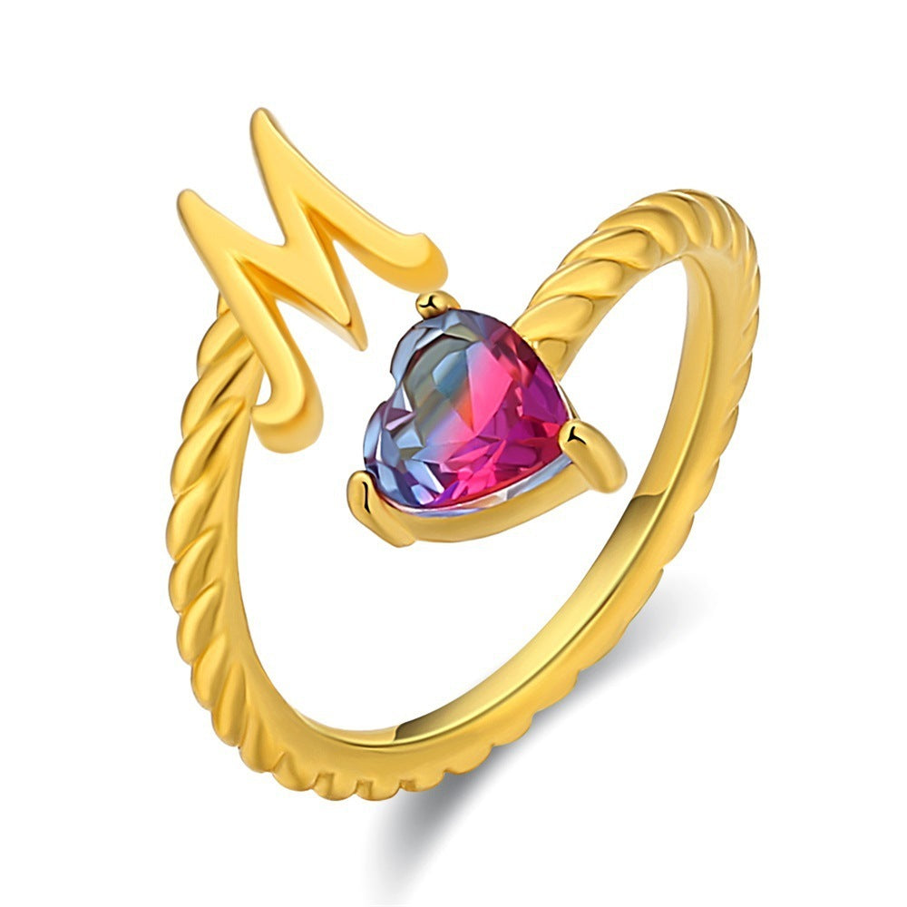 Love Letter Heart Ring - 925 Sterling Silver Fashion Statement Ring