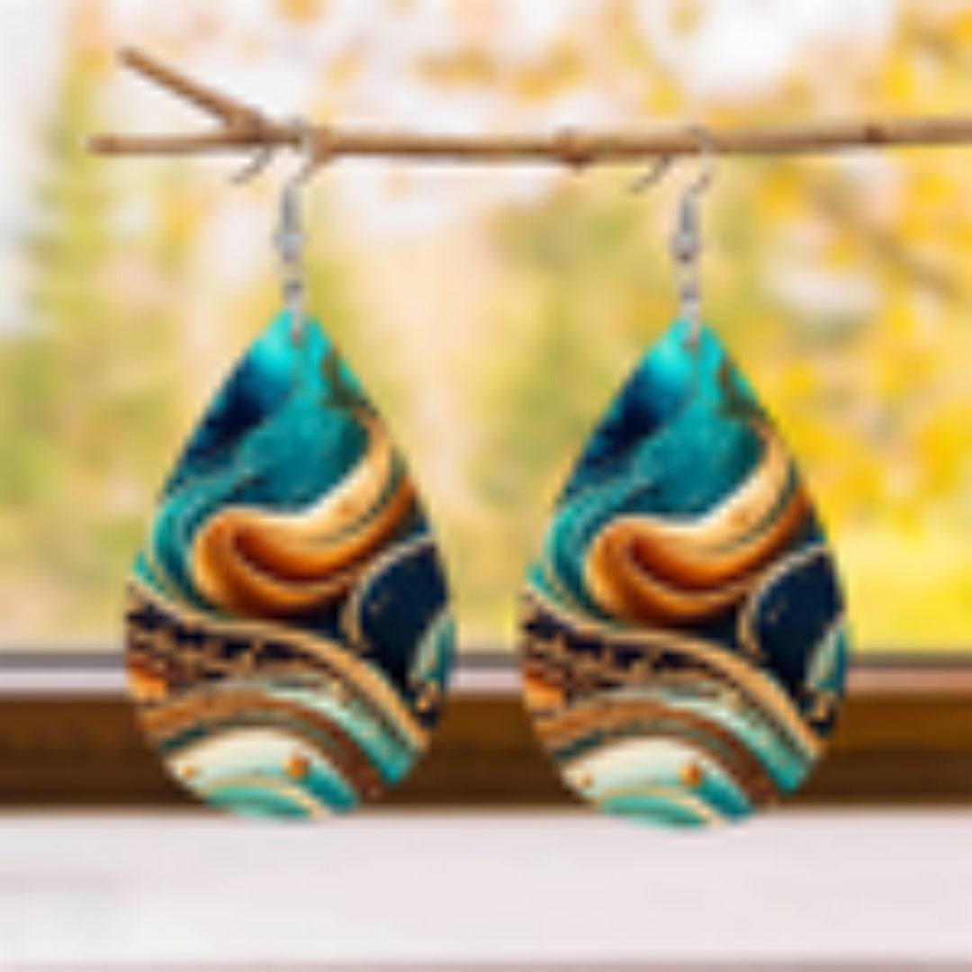 Water Ripple Acrylic Earrings - Colorful Fashion Pattern Ocean Design