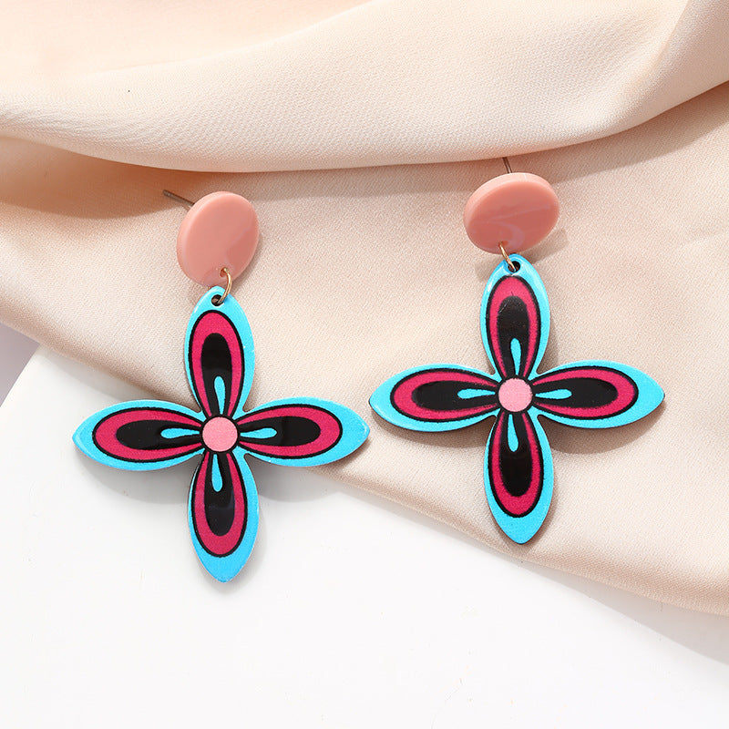 Acrylic Bohemian Earrings - High-grade Contrast Color Ethnic Printed