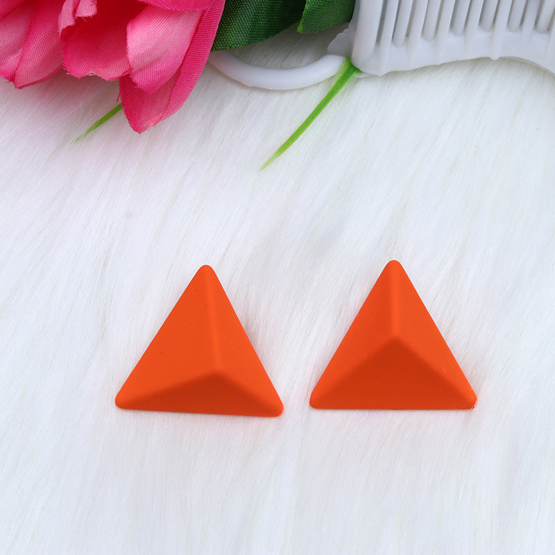 Triangle Spray Paint Earrings - 12 Color 3D Artistic Geometric Studs