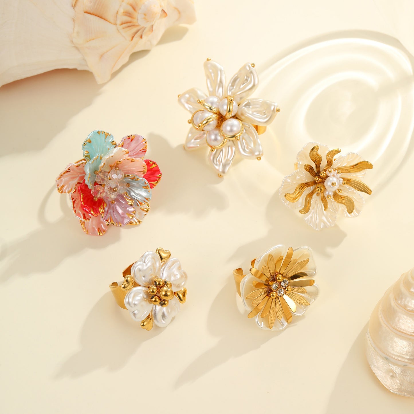Colorful Flower Ring - Dopamine Vibes Adjustable Floral Jewelry USA
