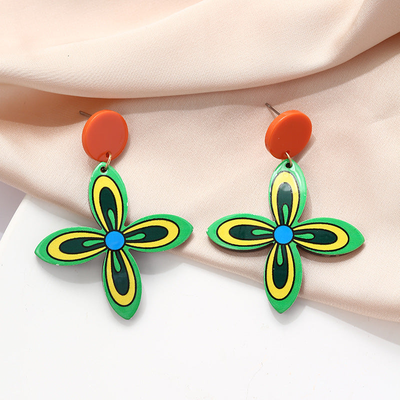 Acrylic Bohemian Earrings - High-grade Contrast Color Ethnic Printed